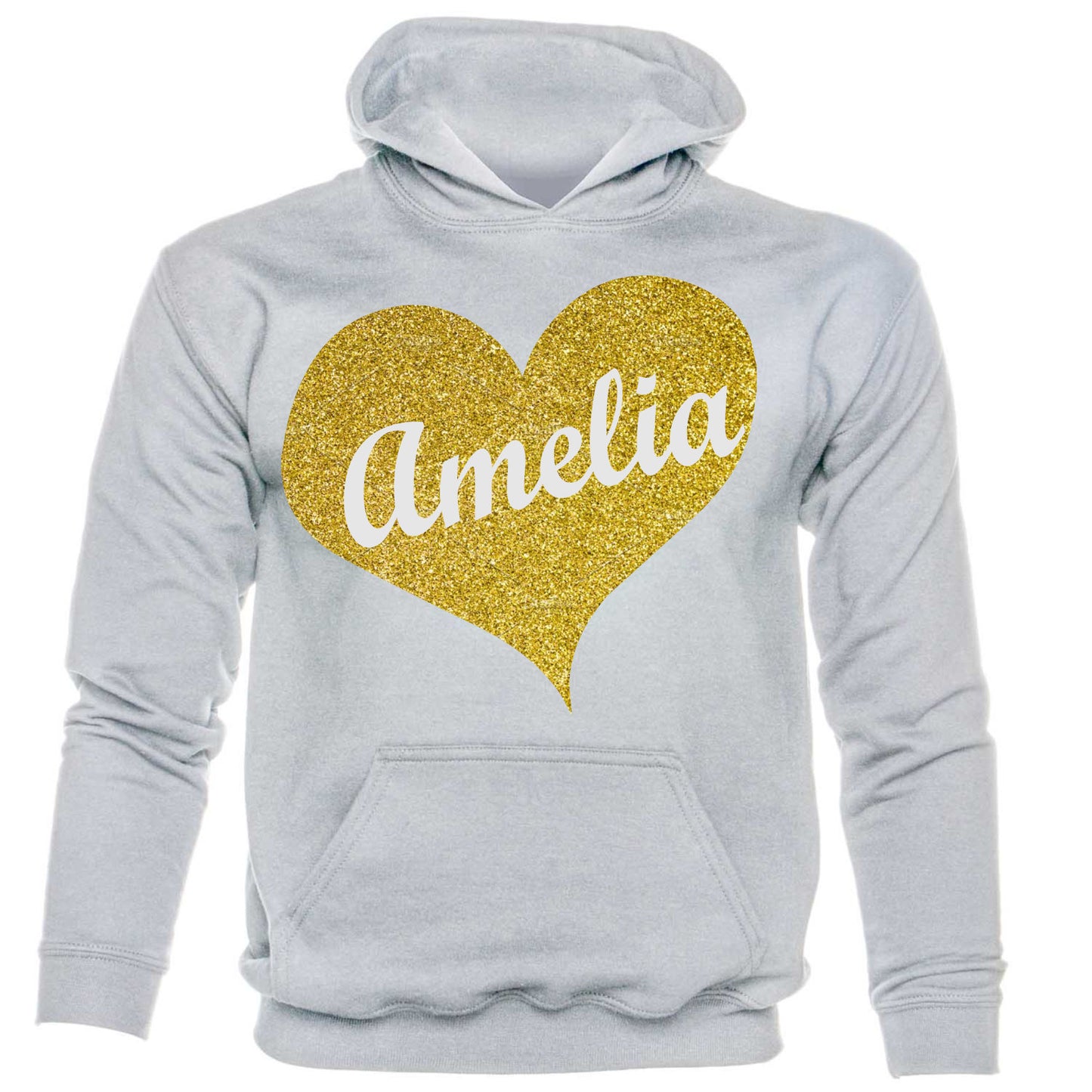 Kids Personalised Hoodie Any Name Your Name In Gold Glitter