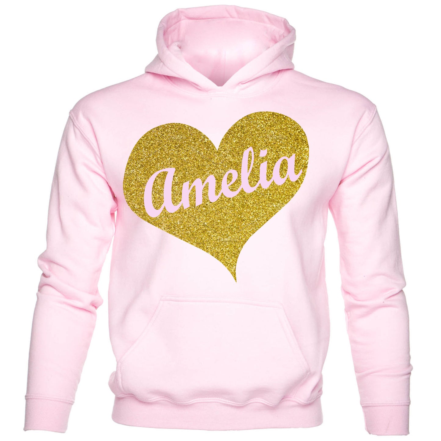 Kids Personalised Hoodie Any Name Your Name In Gold Glitter