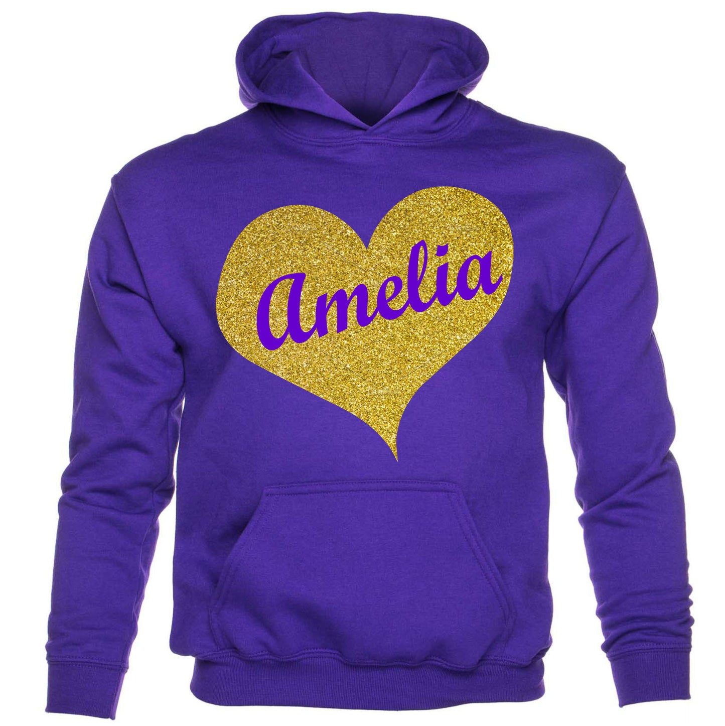 Kids Personalised Hoodie Any Name Your Name In Gold Glitter