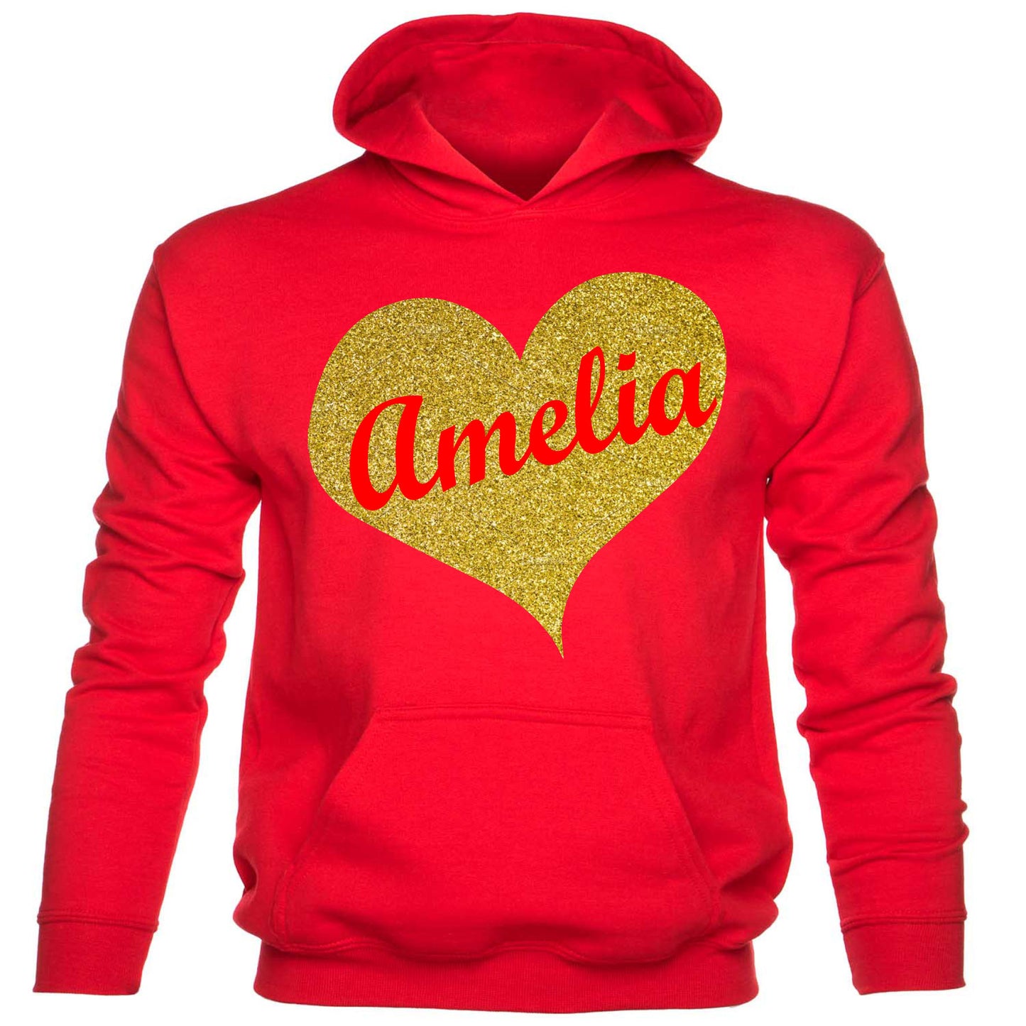 Kids Personalised Hoodie Any Name Your Name In Gold Glitter