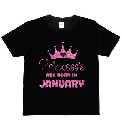 Birthday Girls T-shirt Princess's Born In January T-Shirt