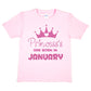 Birthday Girls T-shirt Princess's Born In January T-Shirt