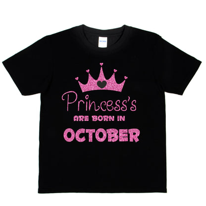Birthday Girls T-shirt Princess's Born In October T-Shirt