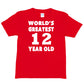 Happy Birthday Tee Age 12 Worlds Greatest 12 Year Old 12th Birthday T-Shirt