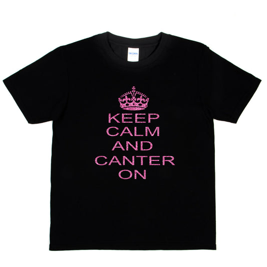 Keep Calm & Canter Pony Horse Riding Girls T-Shirt