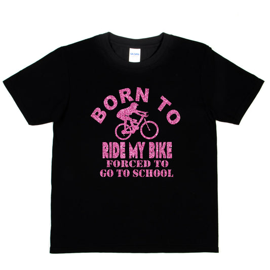 Born To Ride My Bike Forced To Go To School Cycling T-Shirt