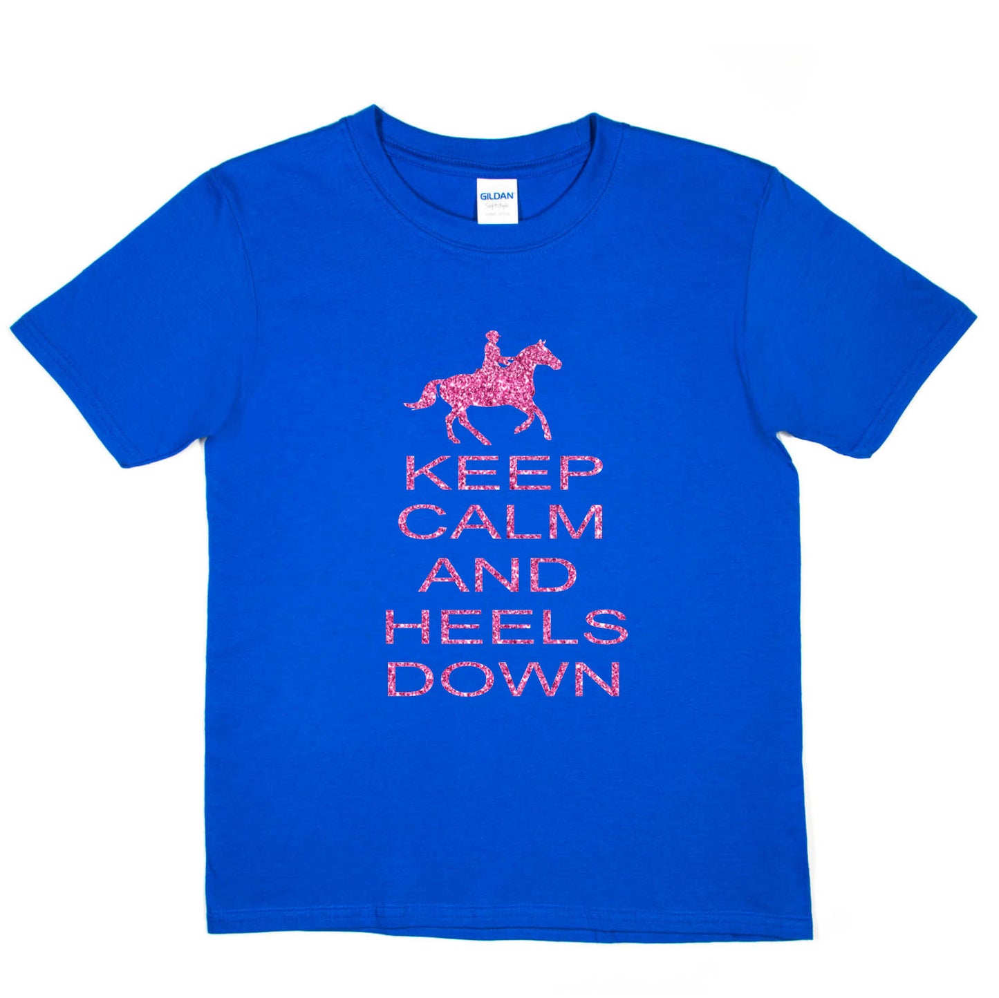 Keep Calm Heels Down Pony Horse Riding T-Shirt