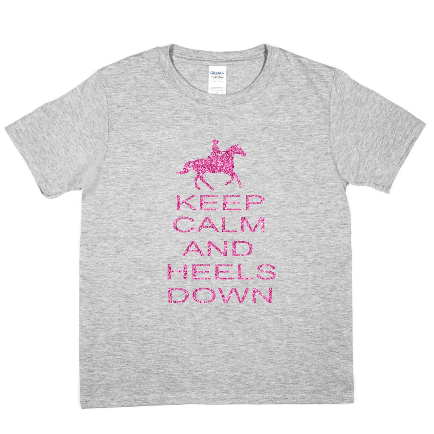 Keep Calm Heels Down Pony Horse Riding T-Shirt