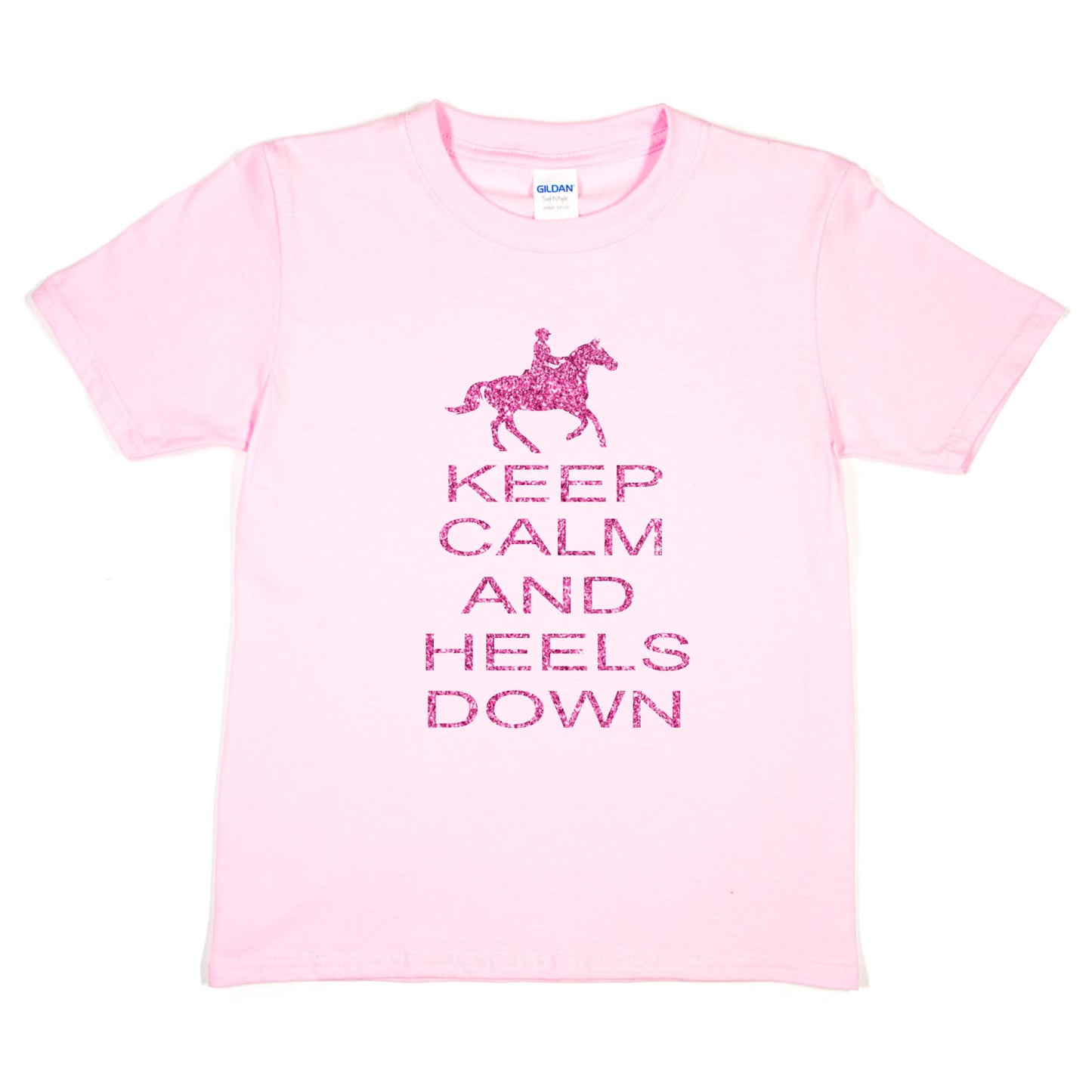 Keep Calm Heels Down Pony Horse Riding T-Shirt