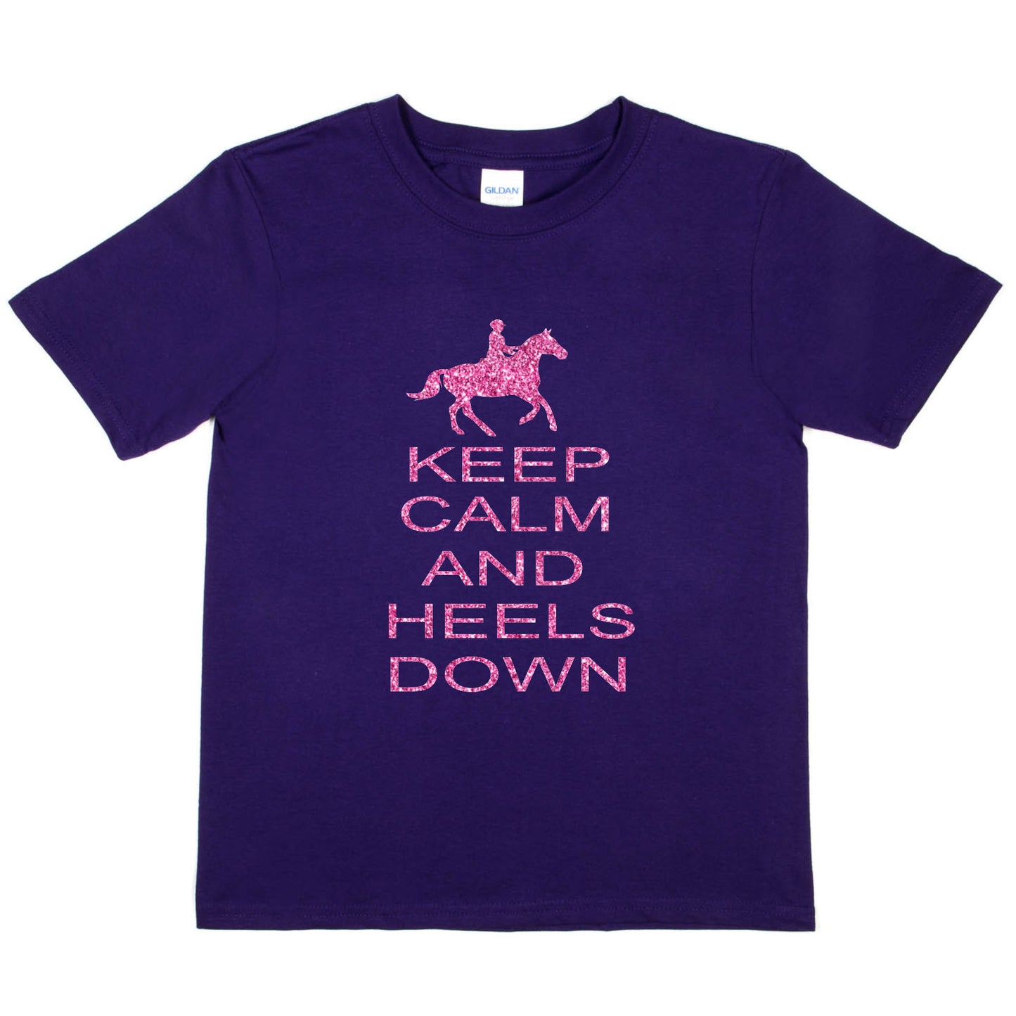 Keep Calm Heels Down Pony Horse Riding T-Shirt