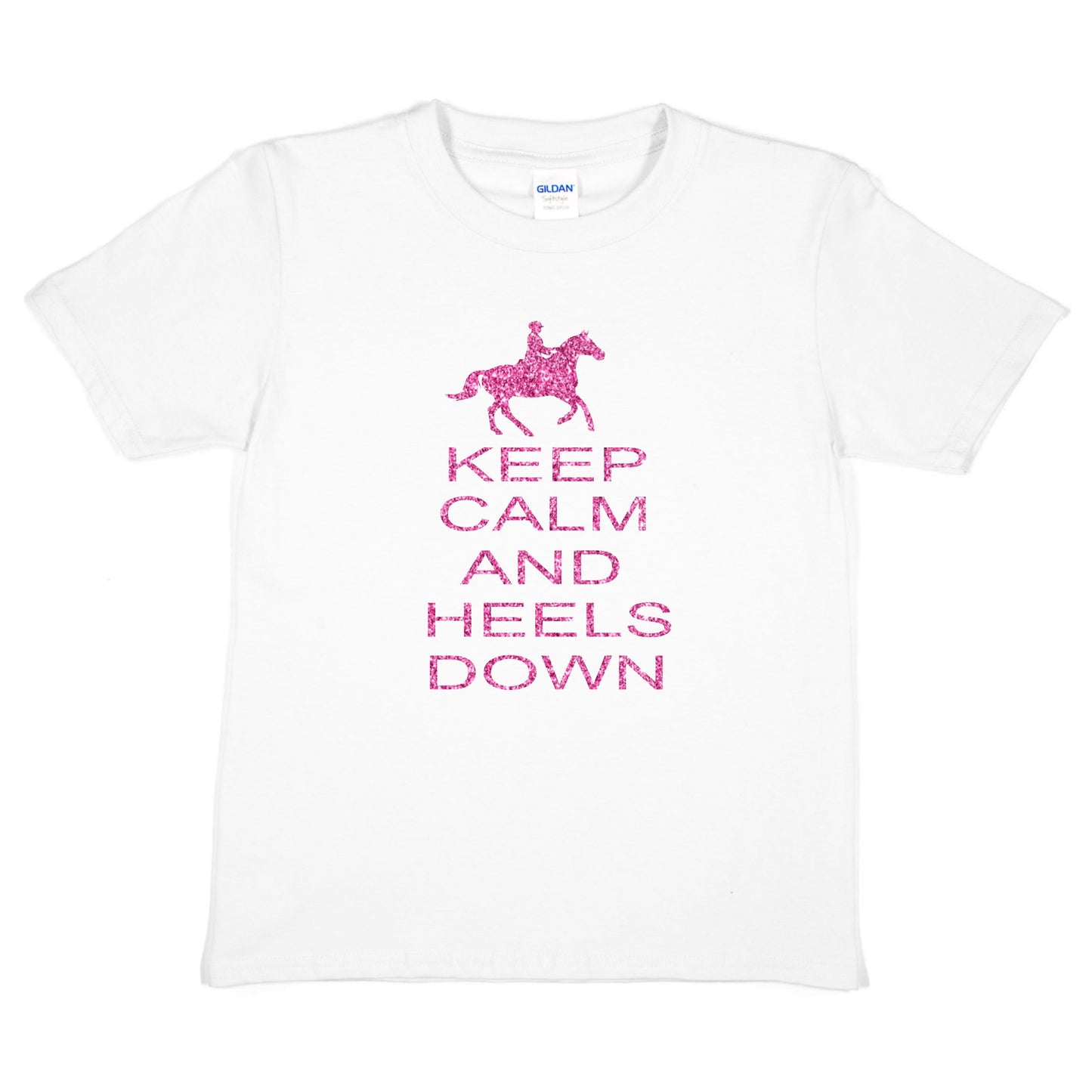 Keep Calm Heels Down Pony Horse Riding T-Shirt