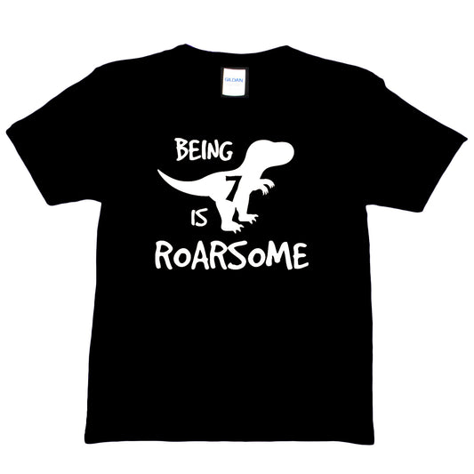 Kids T-shirt Dinosaur Roarsome Age 7 Happy 7th Birthday T-Shirt