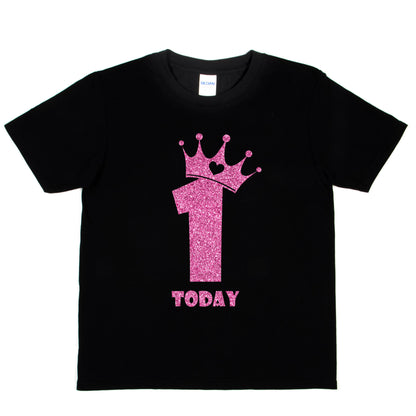 Birthday Kids 1 Today Age 1 In Pink Glitter Happy Kids T-Shirt