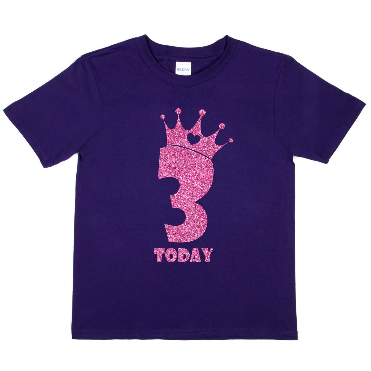 Birthday Kids 3 Today Age 3 In Pink Glitter Happy Kids T-Shirt