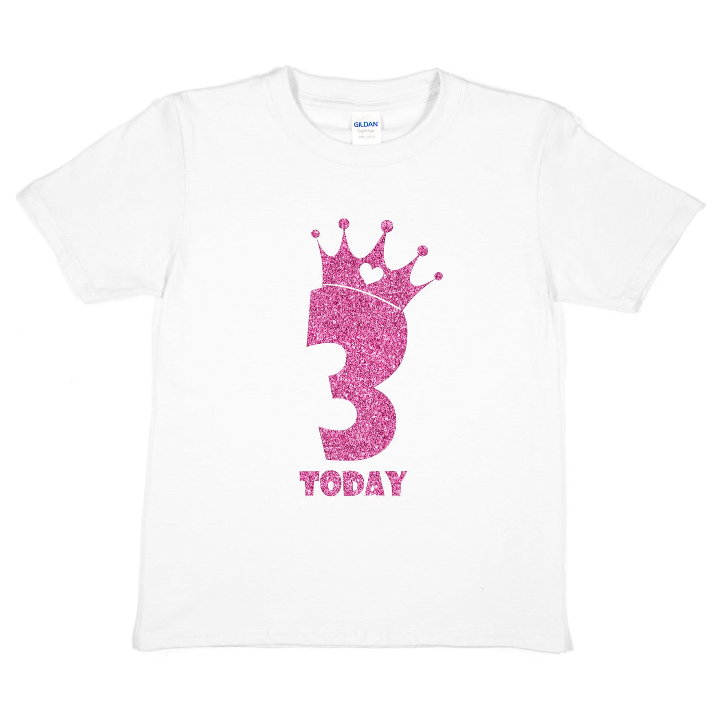 Birthday Kids 3 Today Age 3 In Pink Glitter Happy Kids T-Shirt