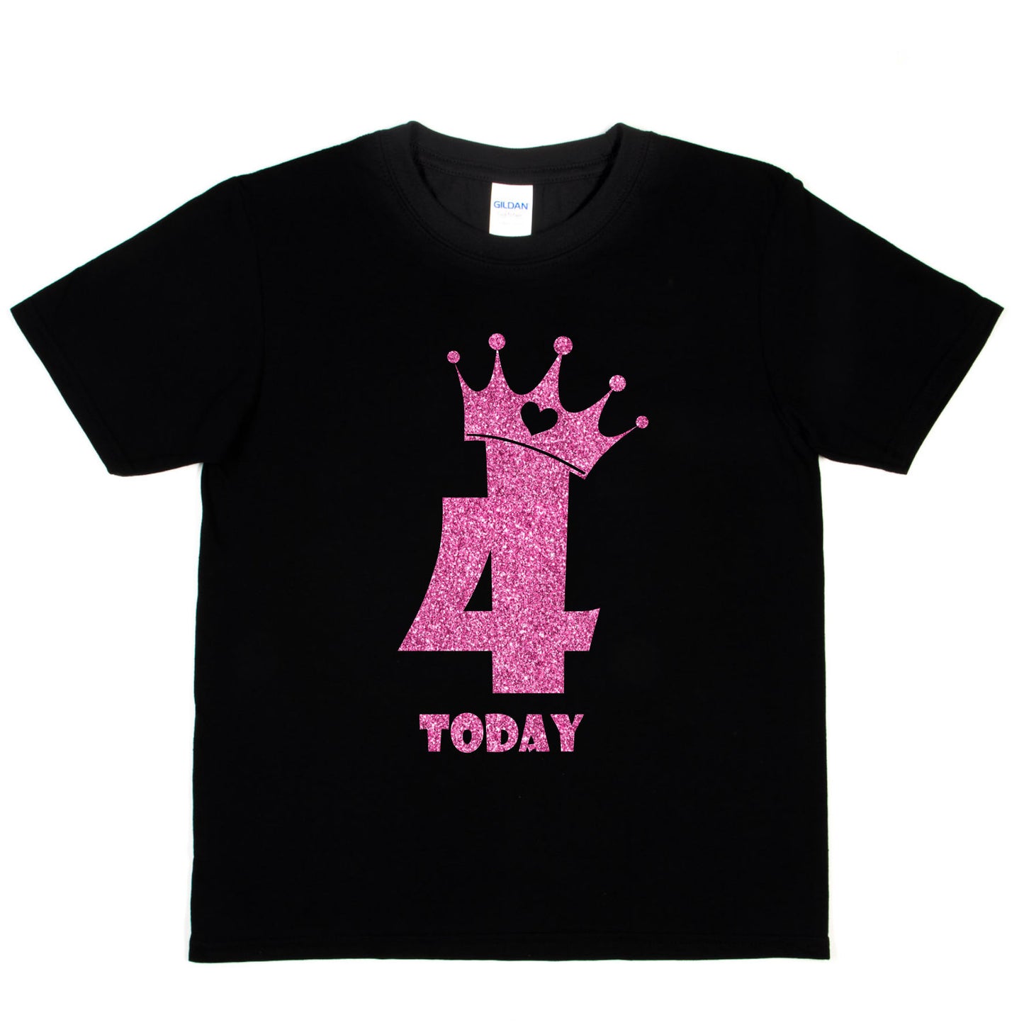 Birthday Kids 4 Today Age 4 In Pink Glitter Happy Kids T-Shirt