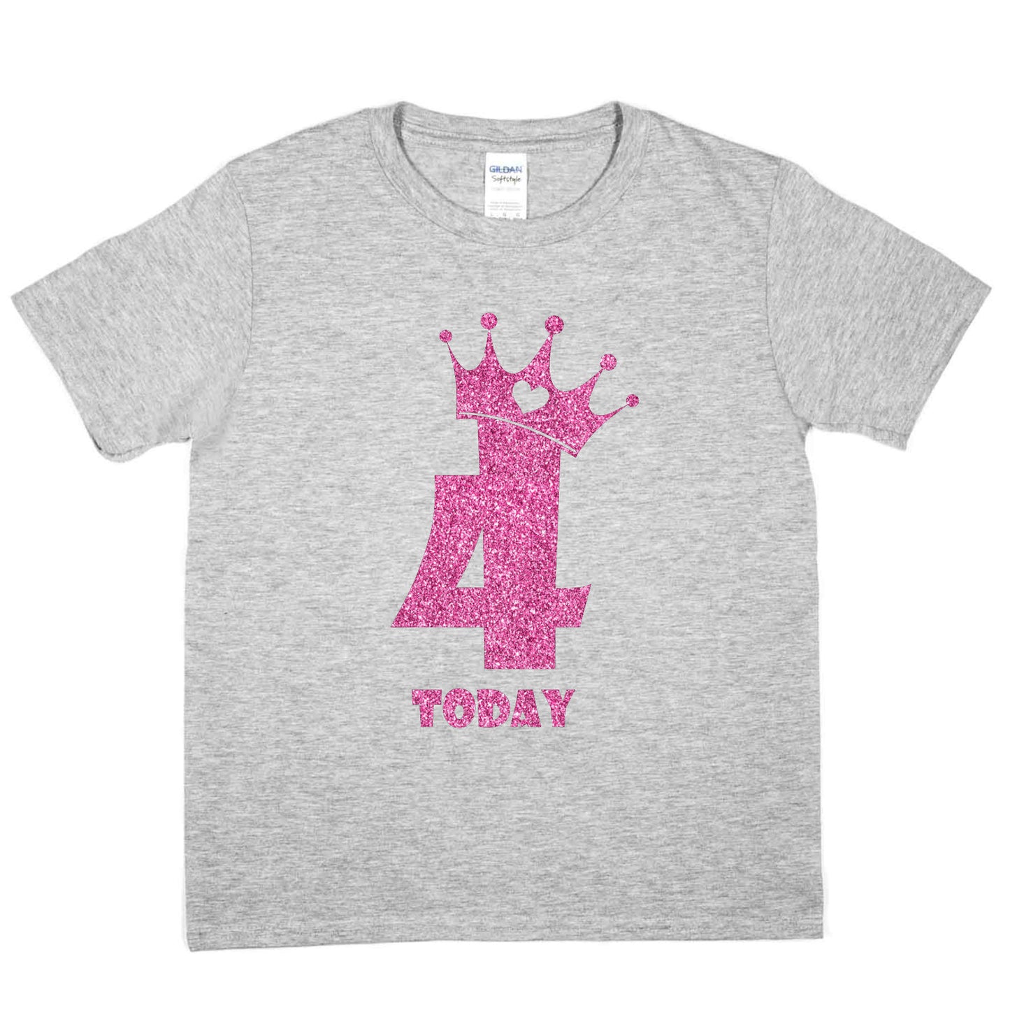 Birthday Kids 4 Today Age 4 In Pink Glitter Happy Kids T-Shirt