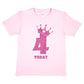 Birthday Kids 4 Today Age 4 In Pink Glitter Happy Kids T-Shirt