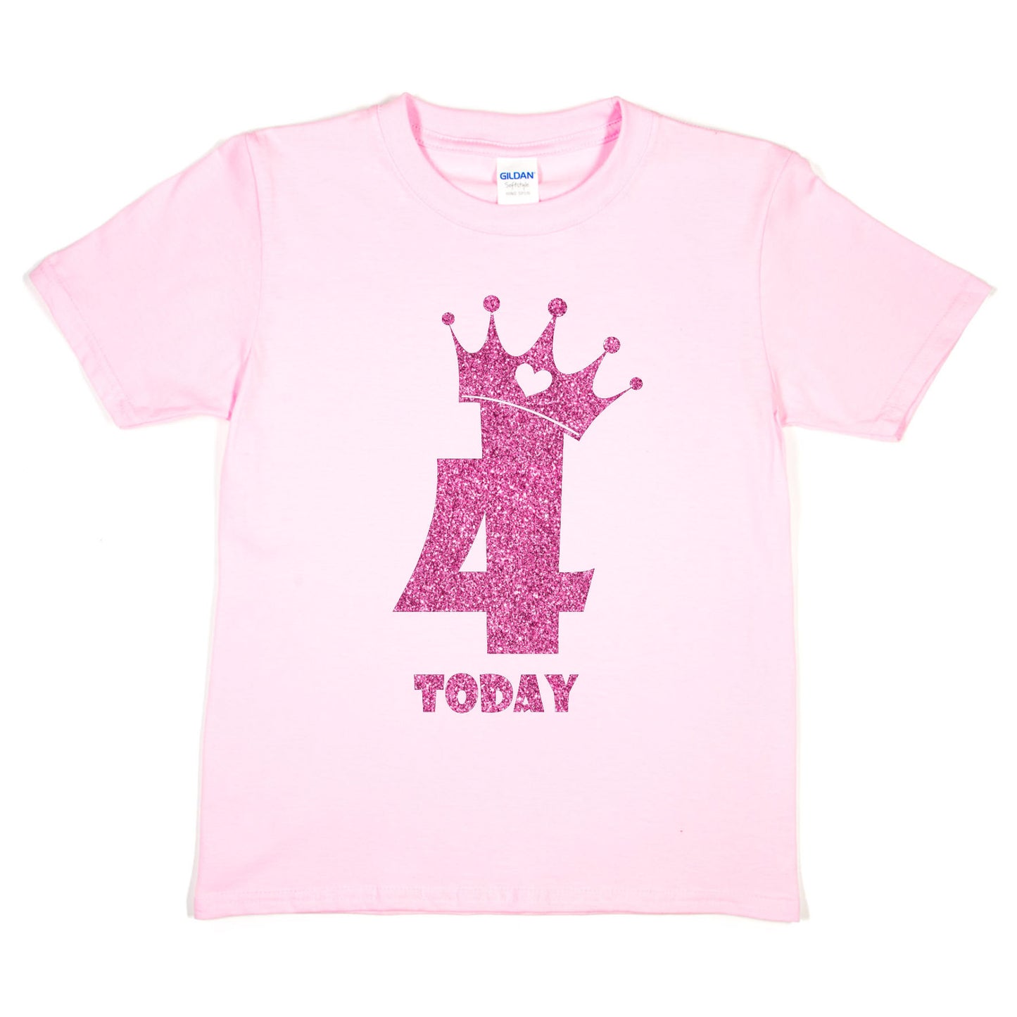 Birthday Kids 4 Today Age 4 In Pink Glitter Happy Kids T-Shirt