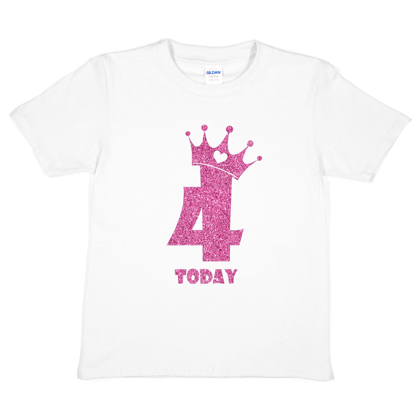 Birthday Kids 4 Today Age 4 In Pink Glitter Happy Kids T-Shirt