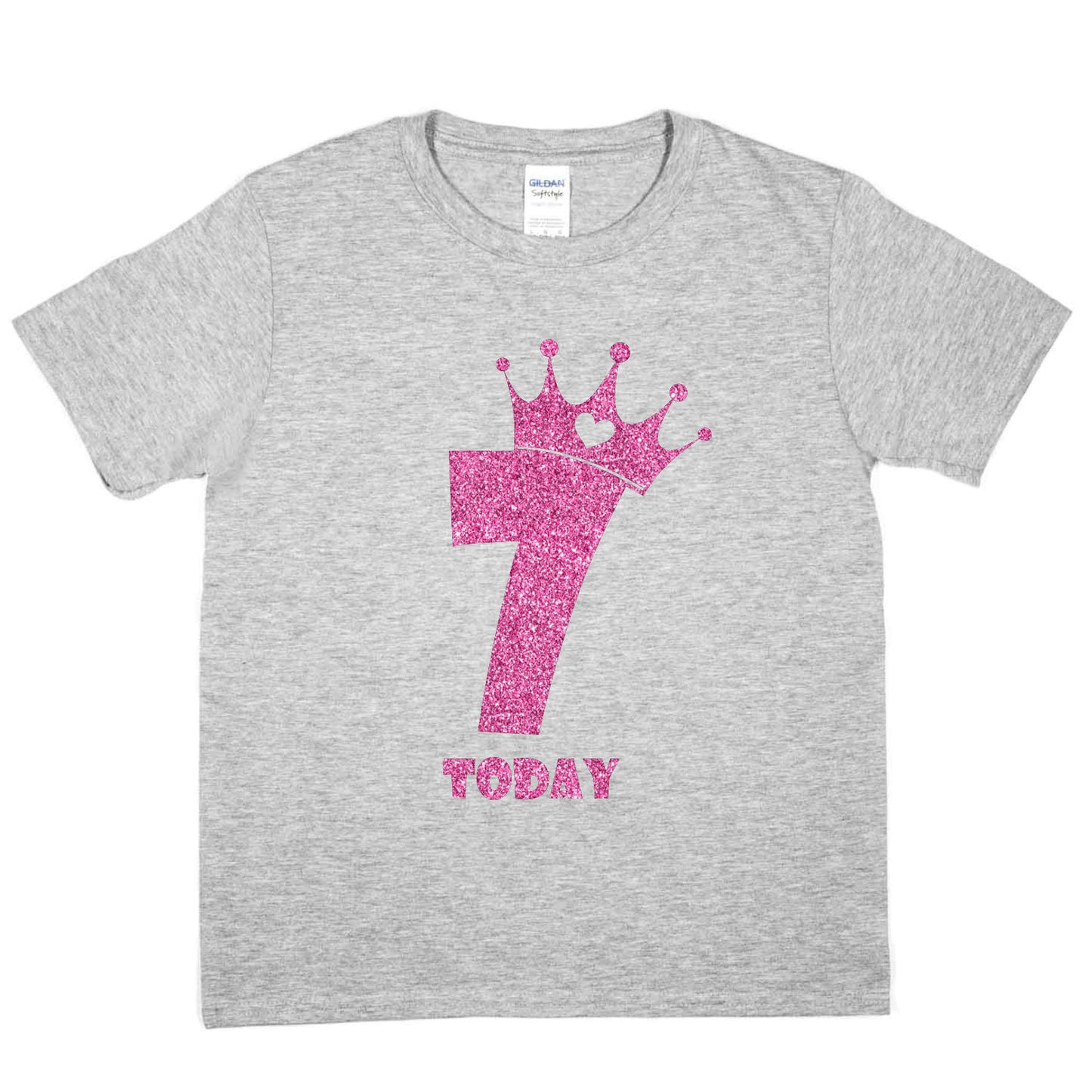 Birthday Kids 7 Today Age 7 In Pink Glitter Happy Kids T-Shirt