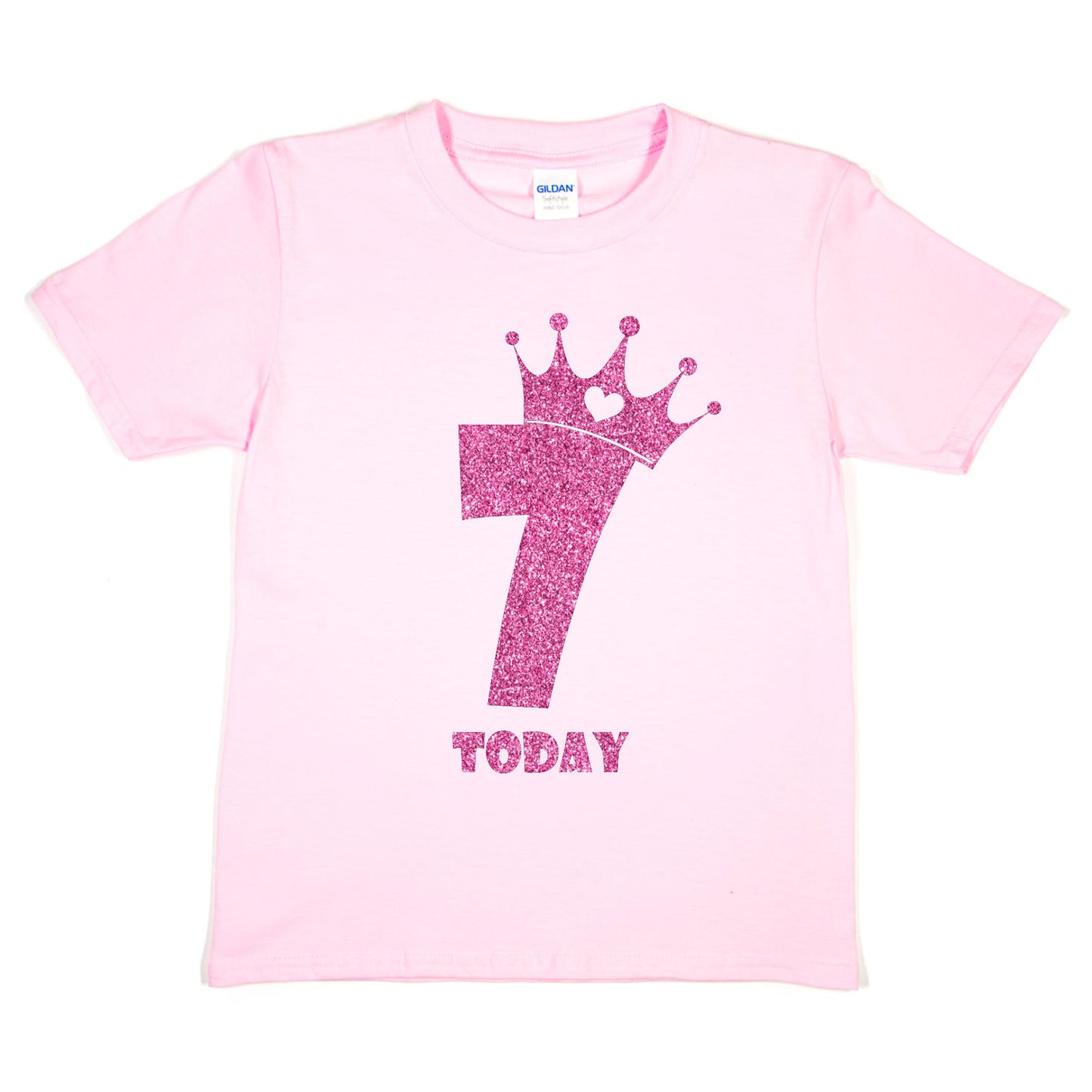 Birthday Kids 7 Today Age 7 In Pink Glitter Happy Kids T-Shirt