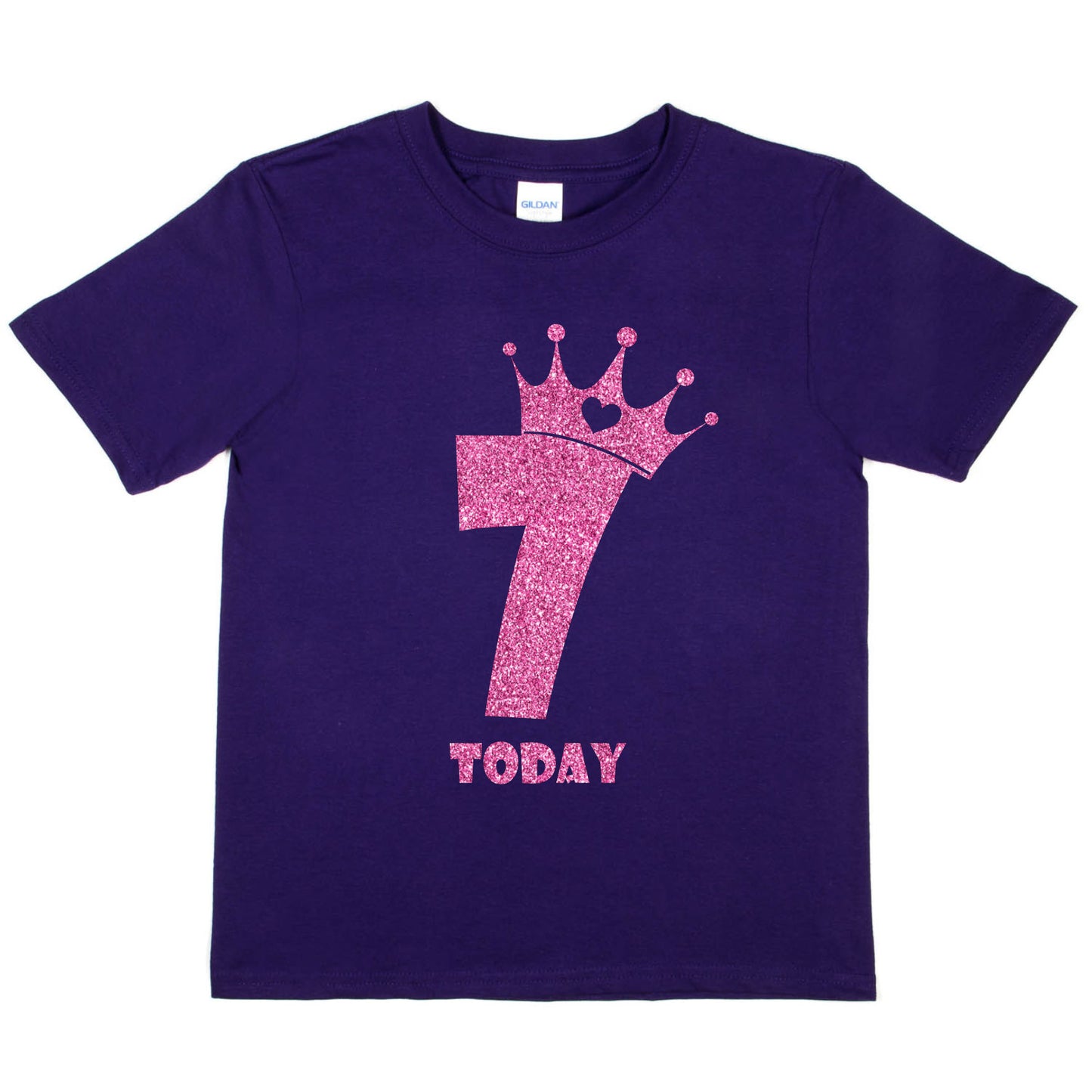 Birthday Kids 7 Today Age 7 In Pink Glitter Happy Kids T-Shirt