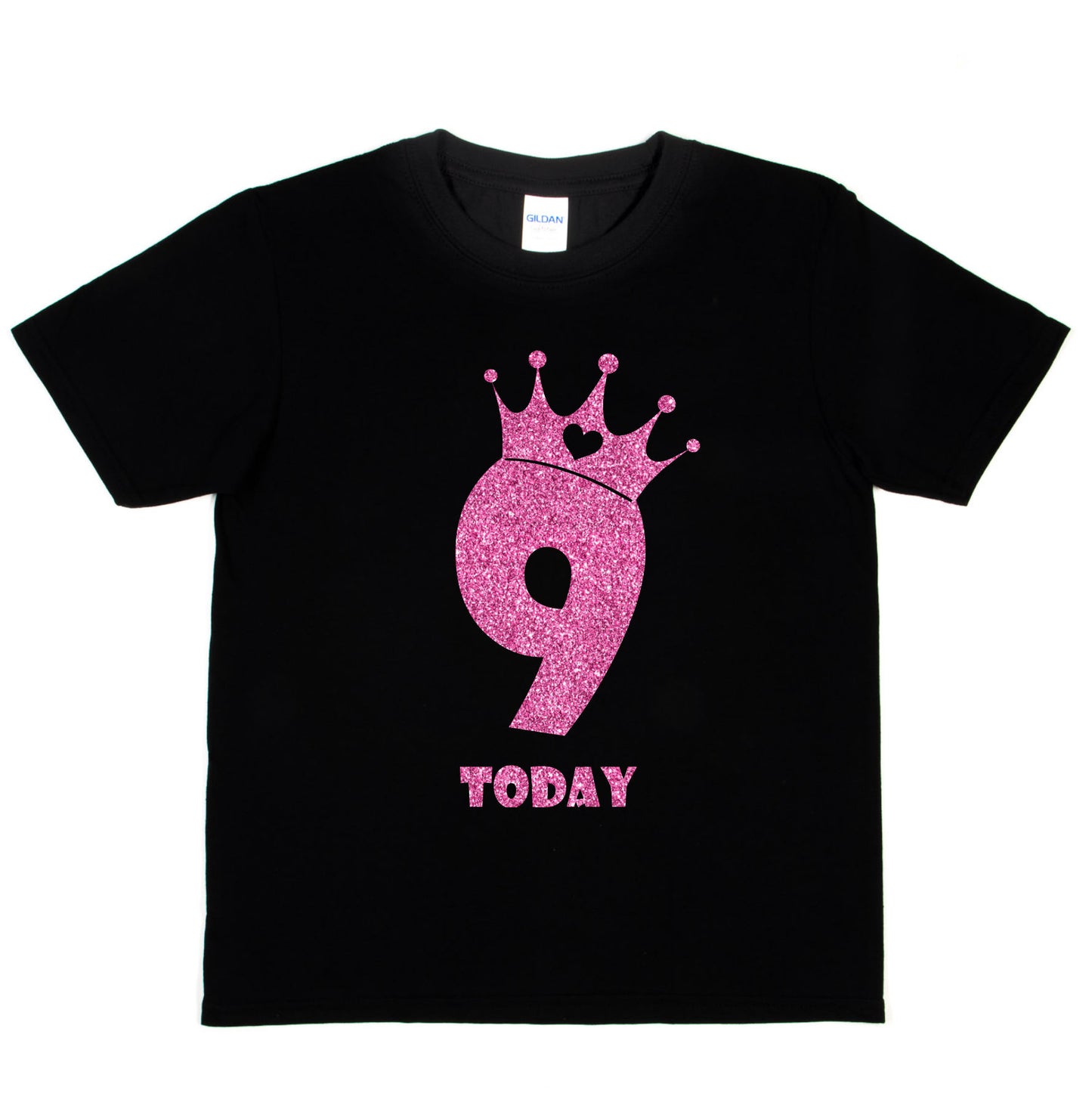 Birthday Kids 9 Today Age 9 In Pink Glitter Happy Kids T-Shirt