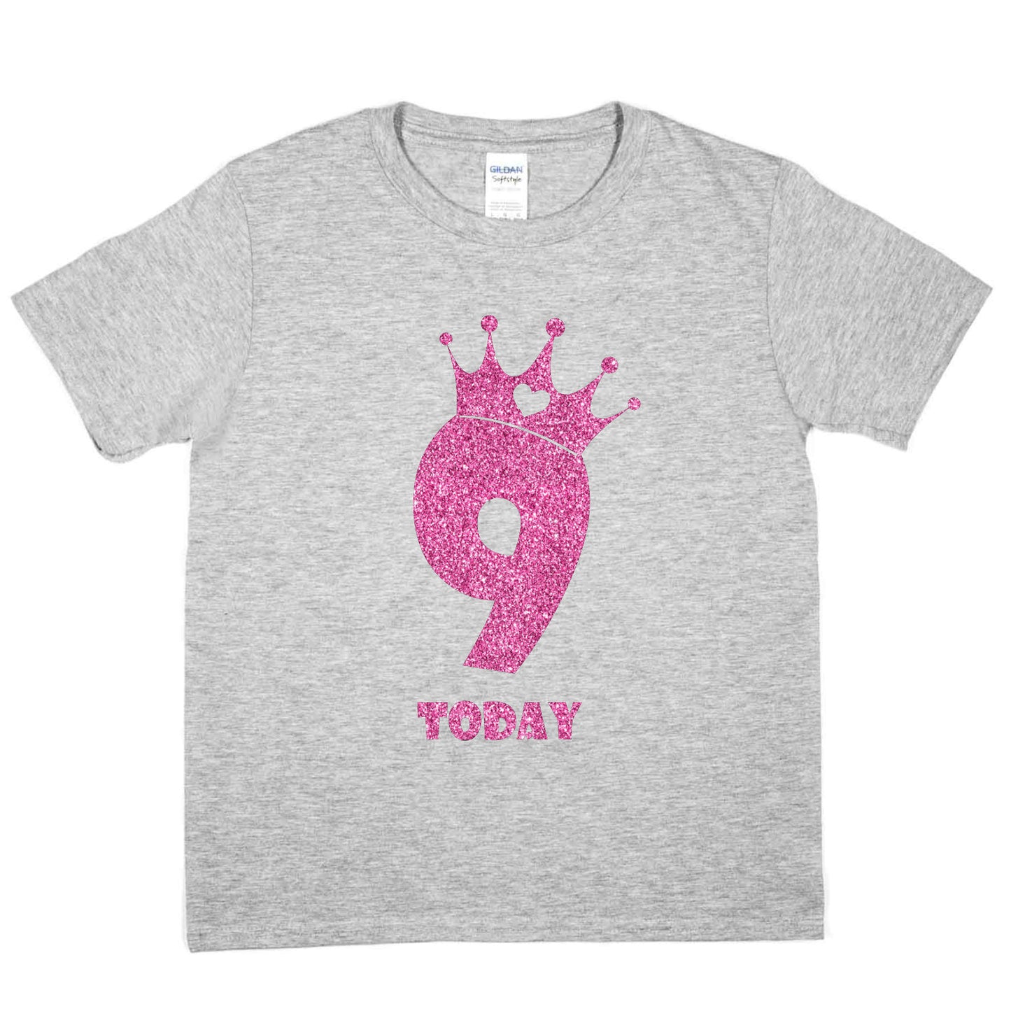 Birthday Kids 9 Today Age 9 In Pink Glitter Happy Kids T-Shirt