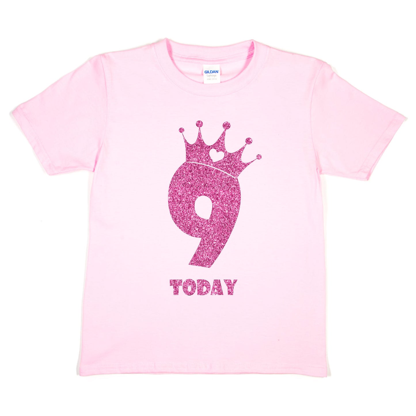 Birthday Kids 9 Today Age 9 In Pink Glitter Happy Kids T-Shirt