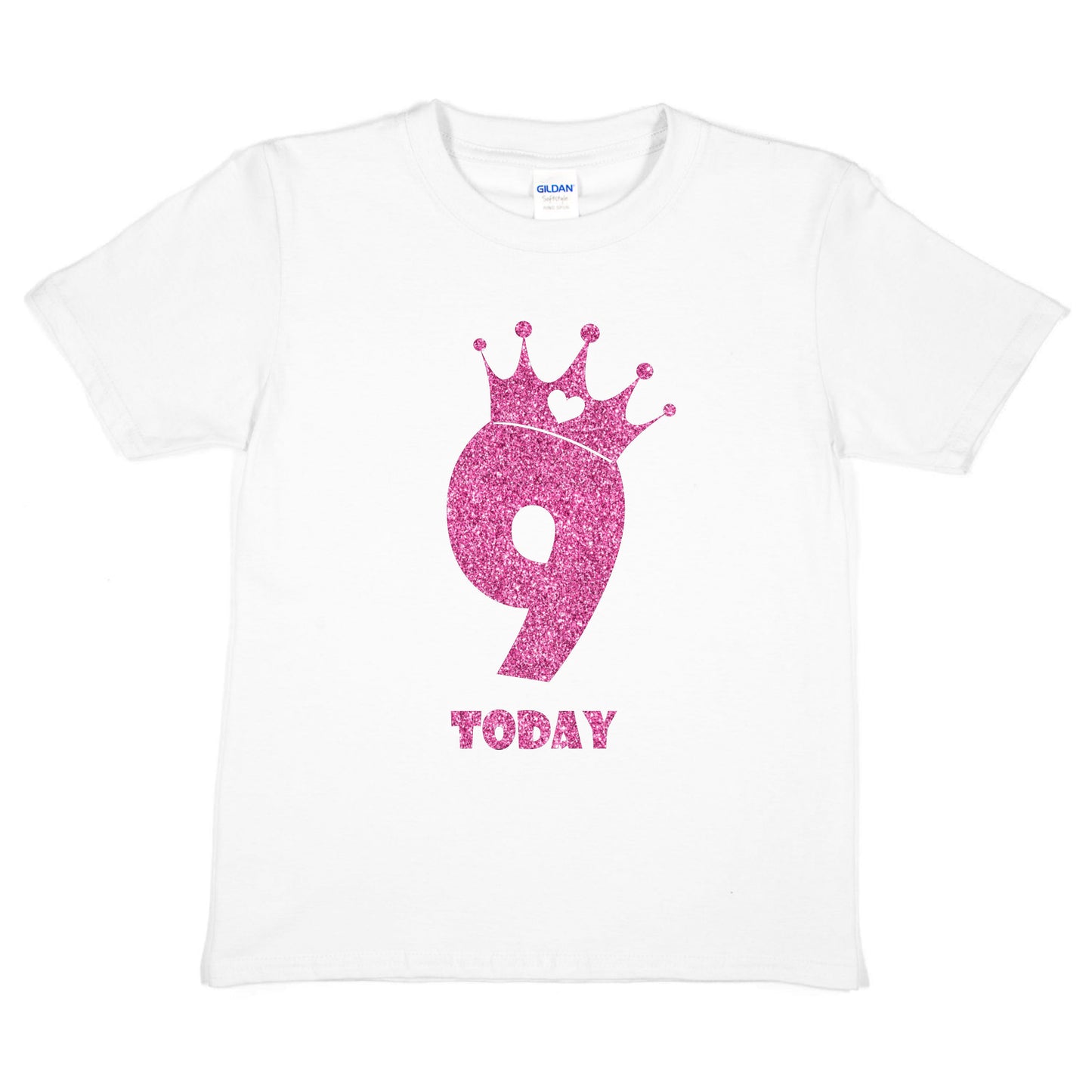 Birthday Kids 9 Today Age 9 In Pink Glitter Happy Kids T-Shirt