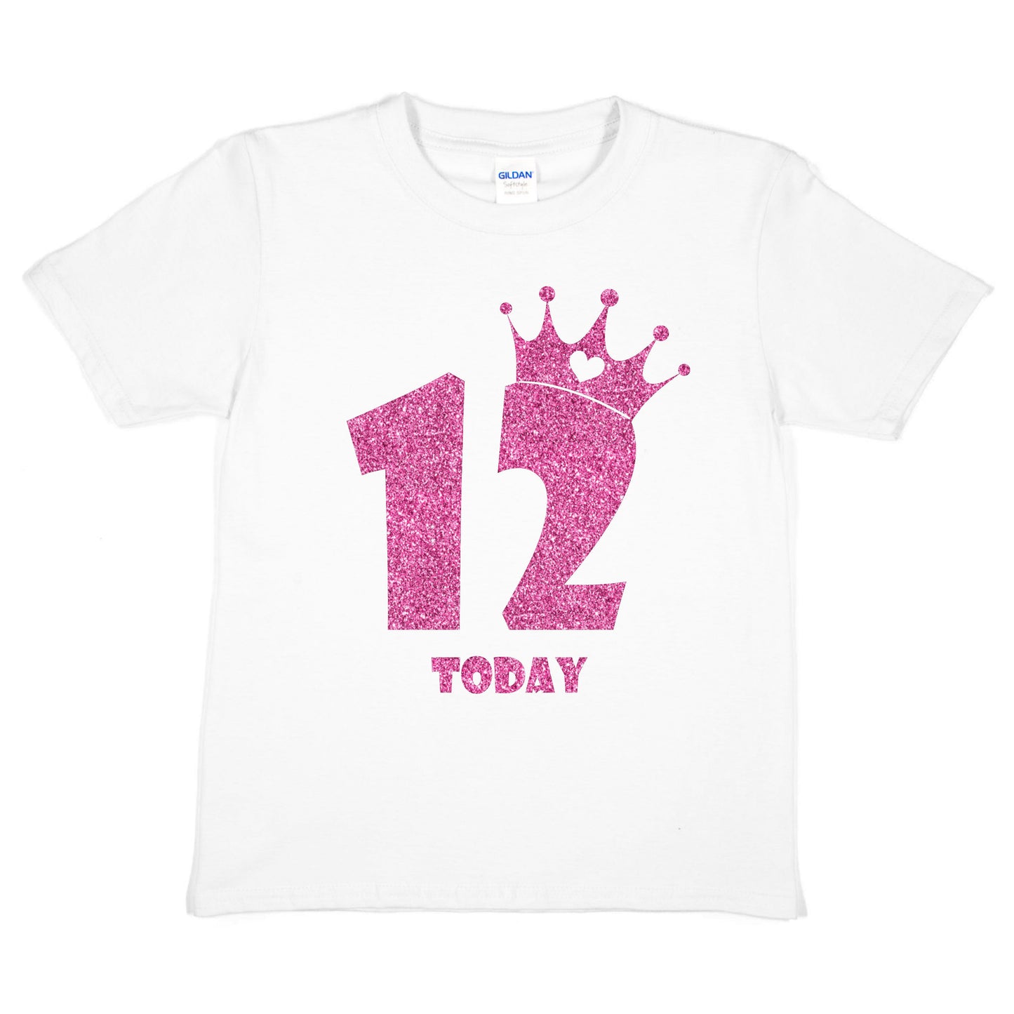 Birthday Kids 12 Today Age 12 In Pink Glitter Happy Kids T-Shirt