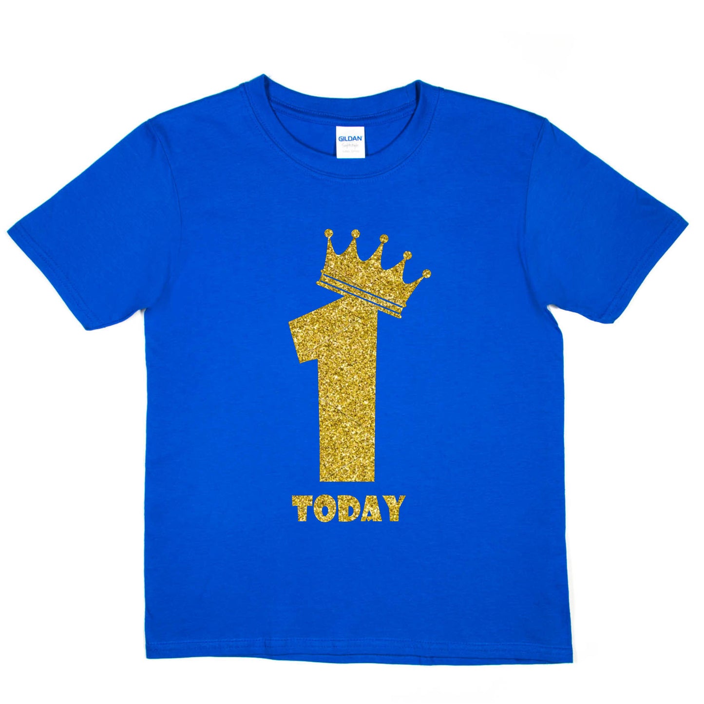 Kids One Today Birthday T-shirt In Gold Glitter Happy 1st