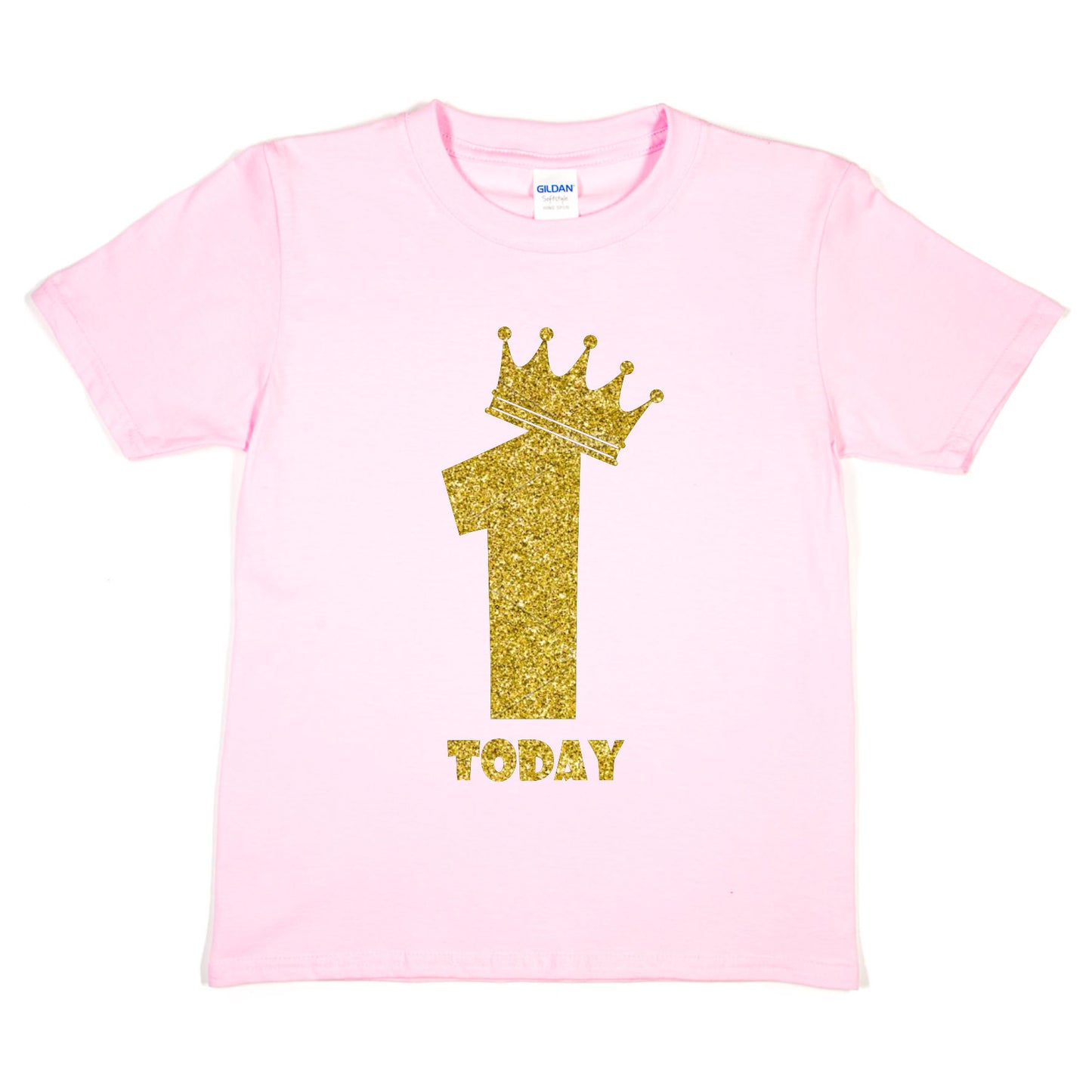 Kids One Today Birthday T-shirt In Gold Glitter Happy 1st