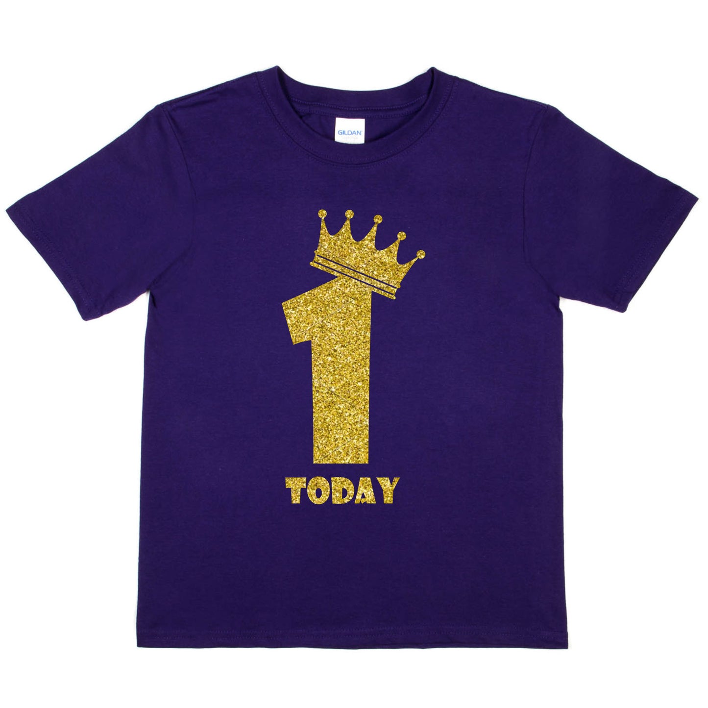 Kids One Today Birthday T-shirt In Gold Glitter Happy 1st