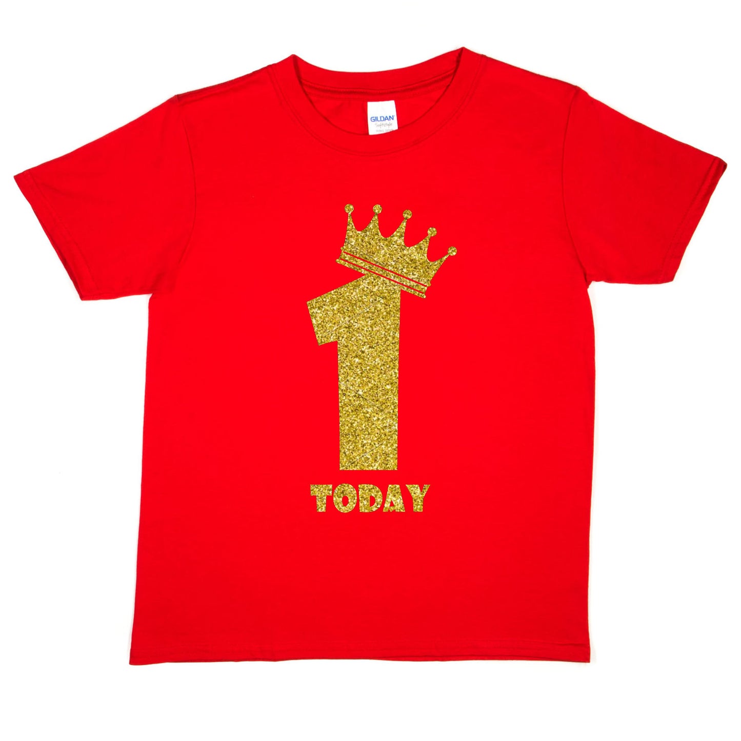 Kids One Today Birthday T-shirt In Gold Glitter Happy 1st