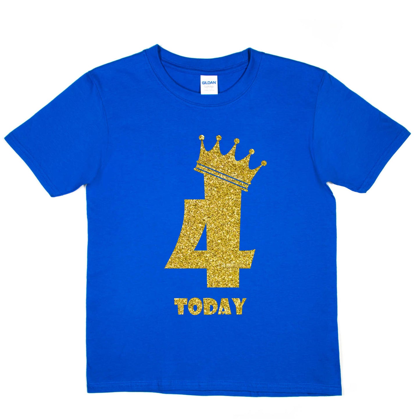 Kids Four Today Birthday T-shirt In Gold Glitter Happy 4th