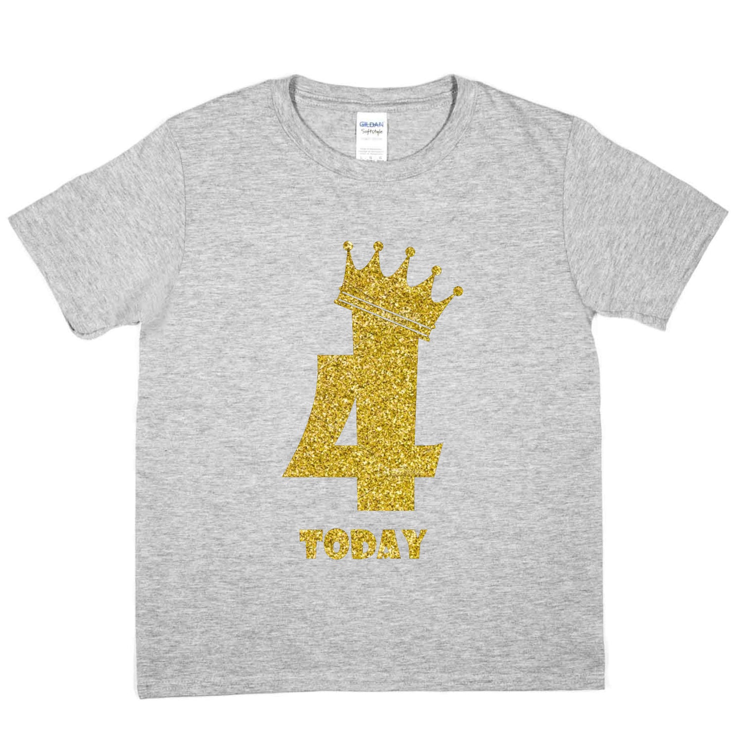 Kids Four Today Birthday T-shirt In Gold Glitter Happy 4th