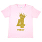 Kids Four Today Birthday T-shirt In Gold Glitter Happy 4th