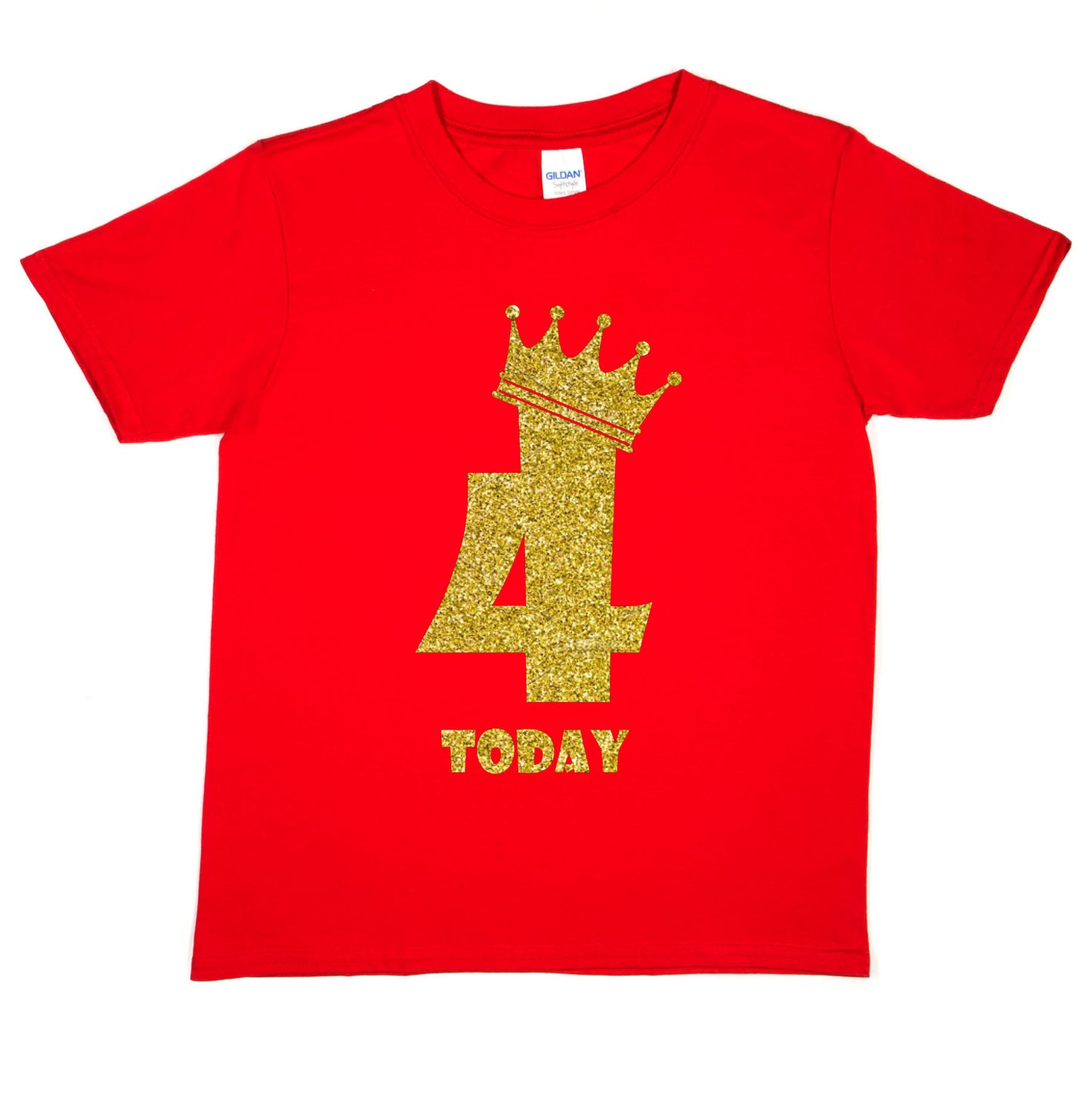 Kids Four Today Birthday T-shirt In Gold Glitter Happy 4th