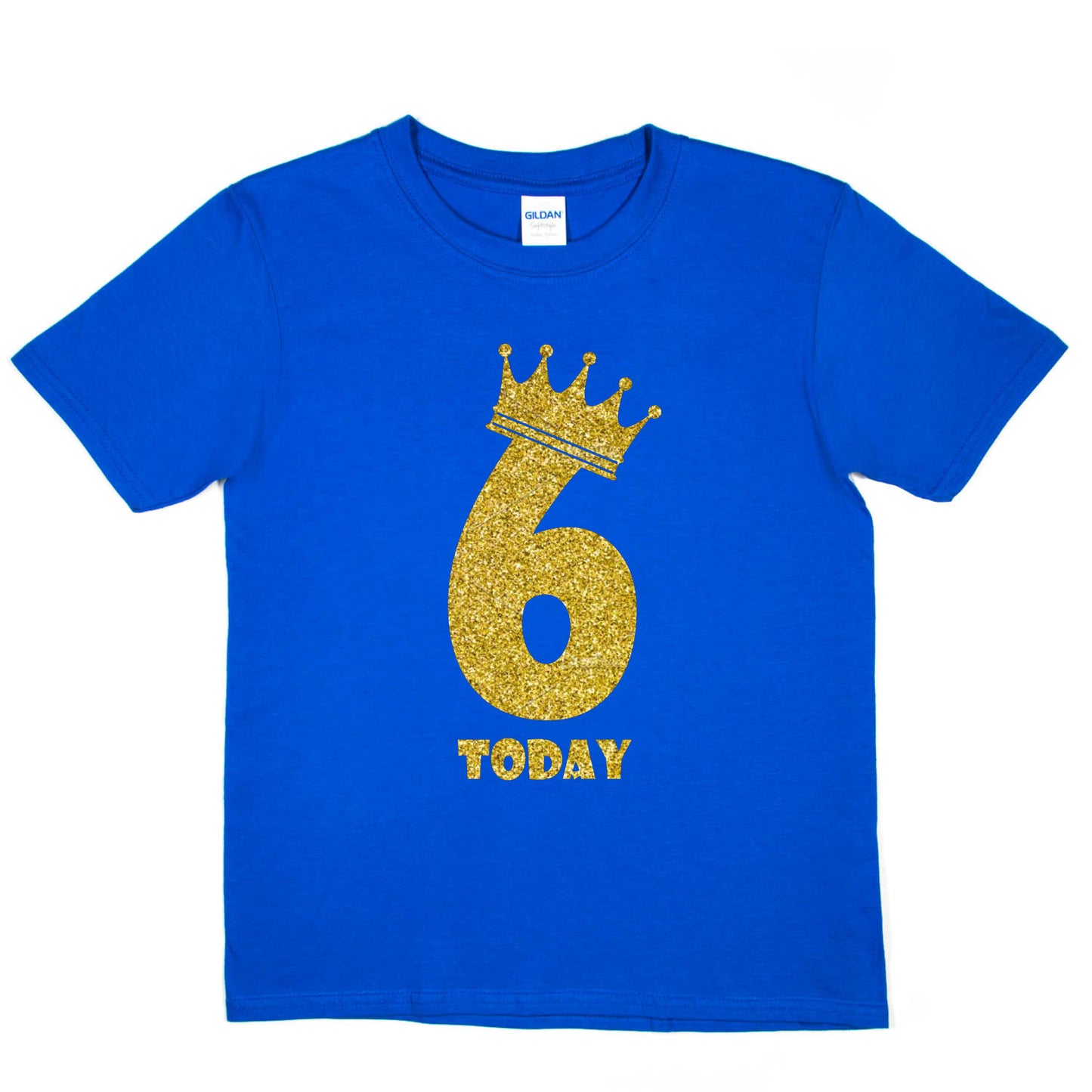 Kids Six Today Birthday T-shirt In Gold Glitter Happy 6th