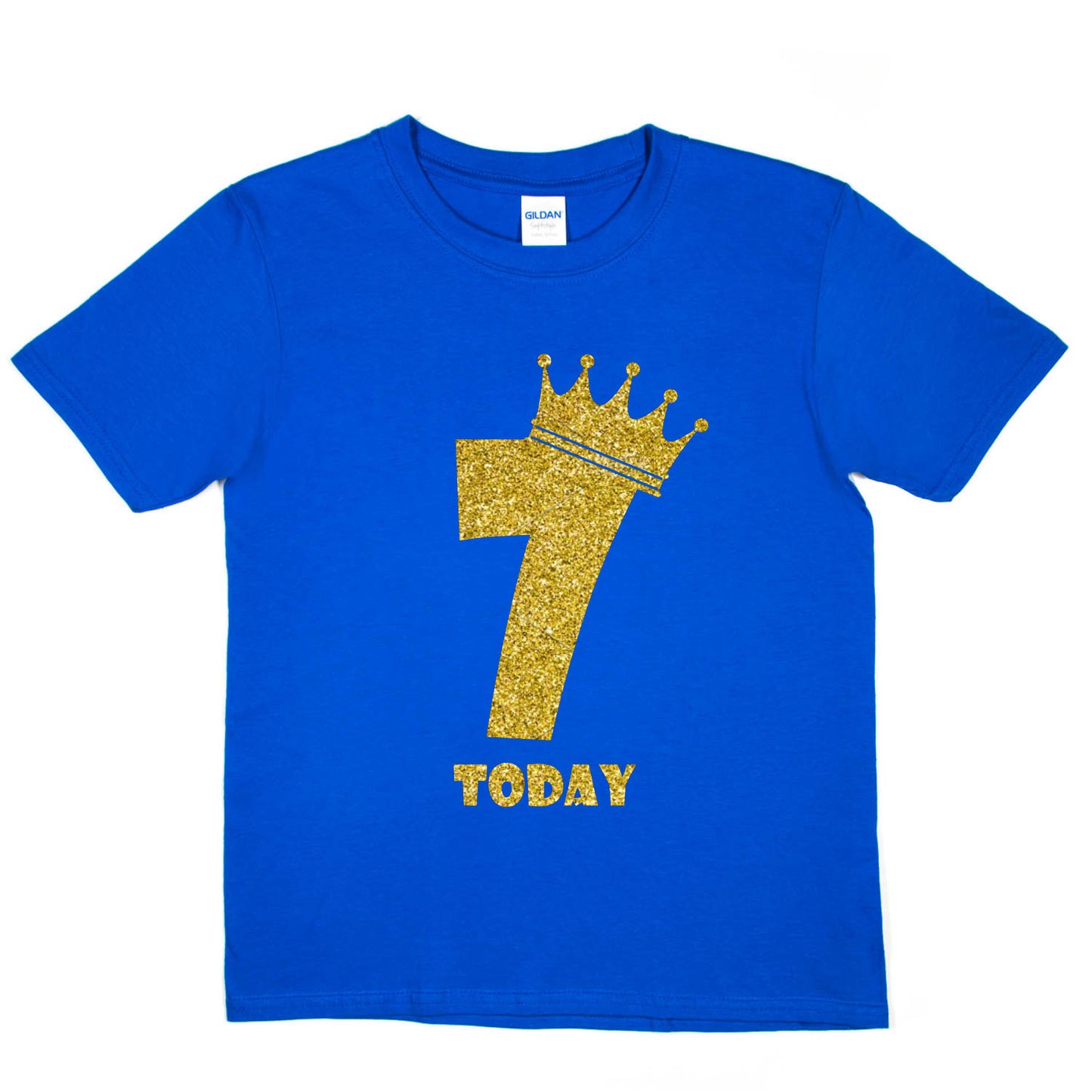 Kids Seven Today Birthday T-shirt In Gold Glitter Happy 7th