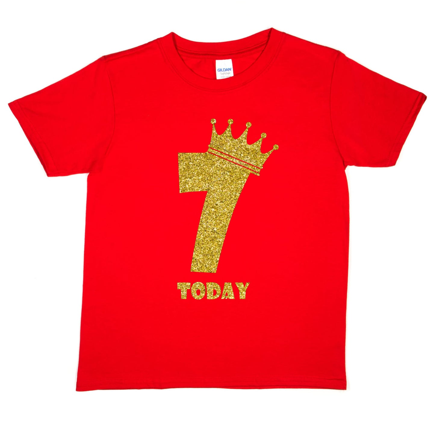 Kids Seven Today Birthday T-shirt In Gold Glitter Happy 7th