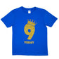 Kids Nine Today Birthday T-shirt In Gold Glitter Happy 9th