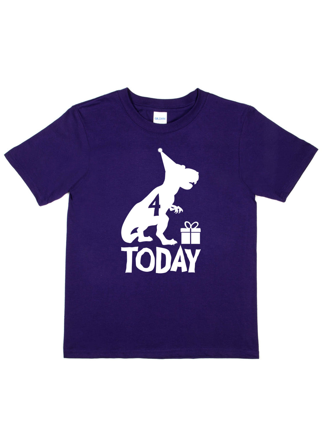 Birthday Kids 4 Today Age 4 Dinosaur Happy T-Shirt