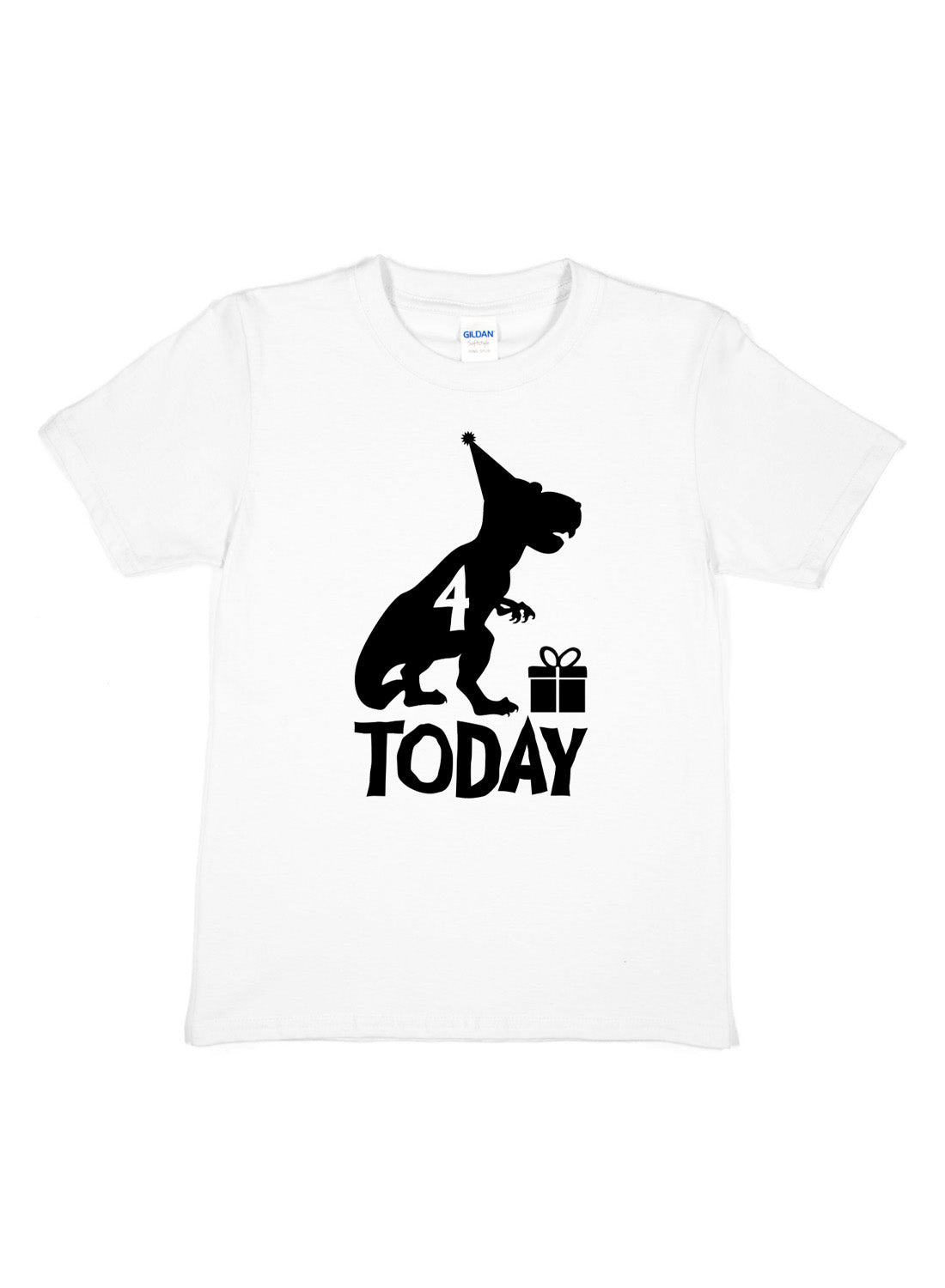 Birthday Kids 4 Today Age 4 Dinosaur Happy T-Shirt