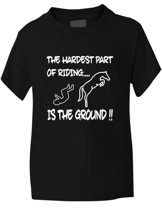 Hardest Part Horse Riding Is The Ground Pony Kids T-Shirt