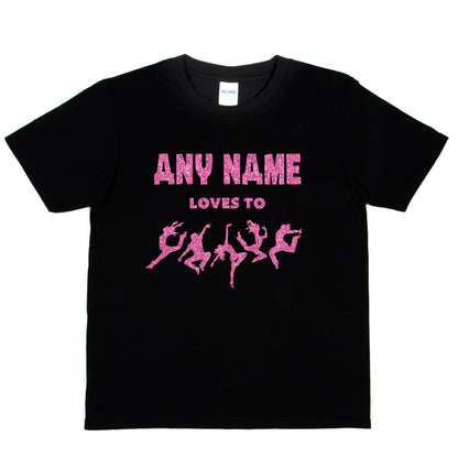 Kids Personalised T-Shirt  Dance Any Name Loves Dance Great For Dance Schools