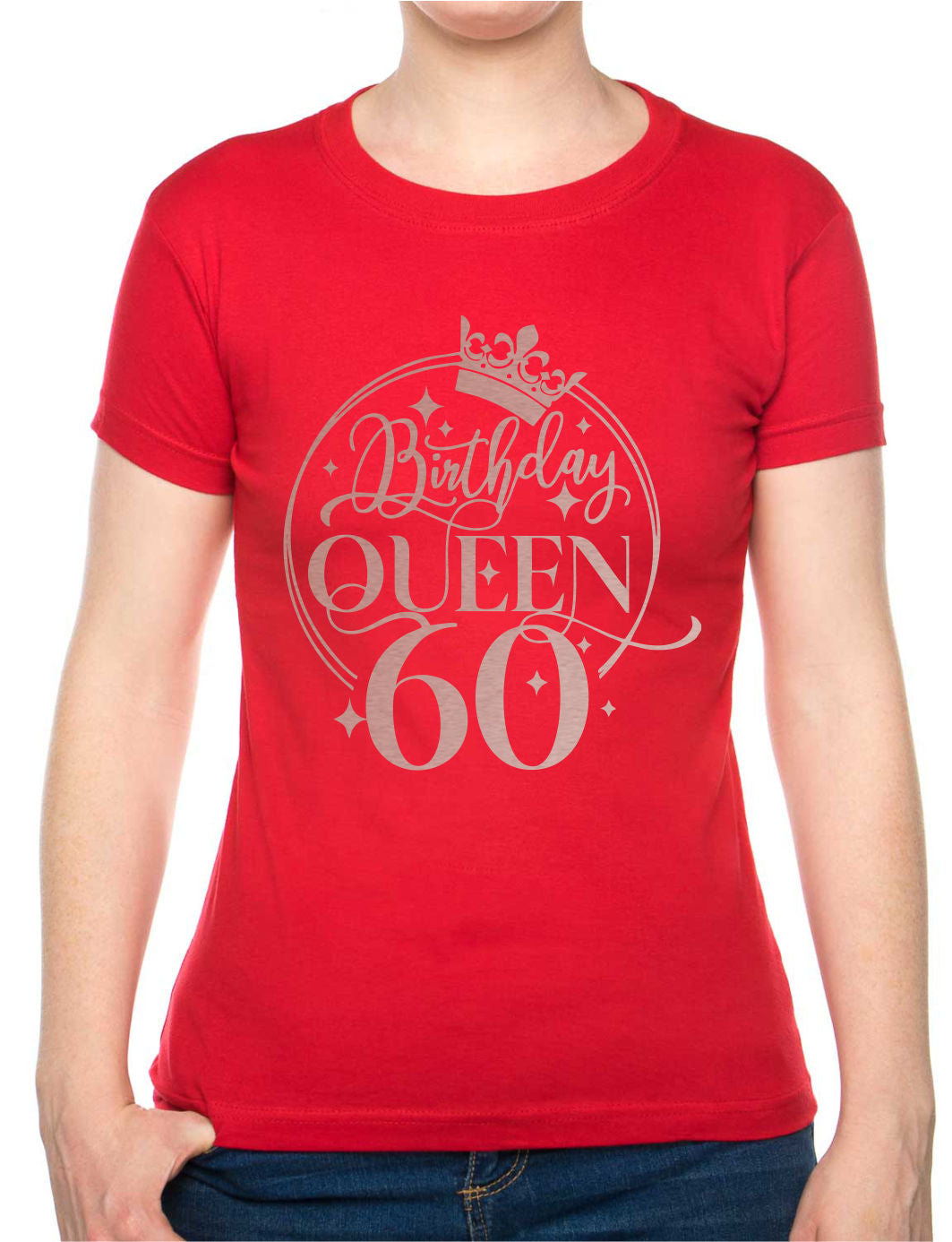 Birthday Queen 60 Ladies Fit T-Shirt 60th Birthday Gift Womens Tee In Rose Gold