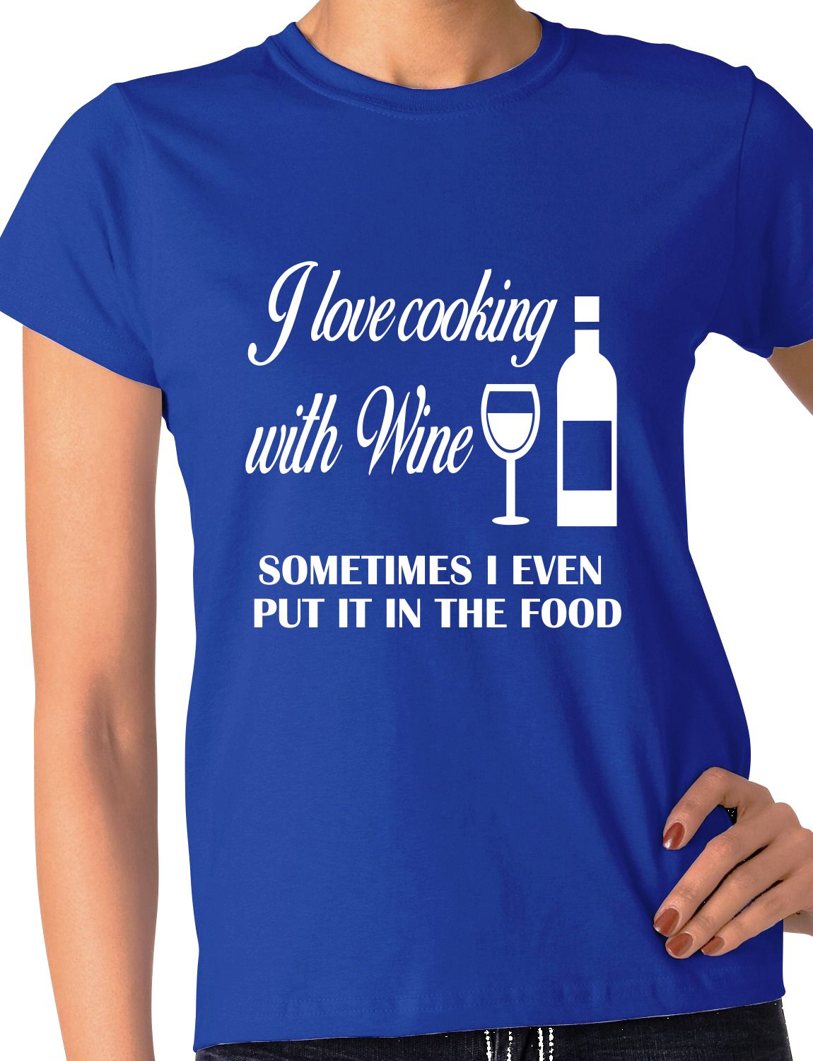 I Love Cooking With Wine Funny Gift Ladies T Shirt